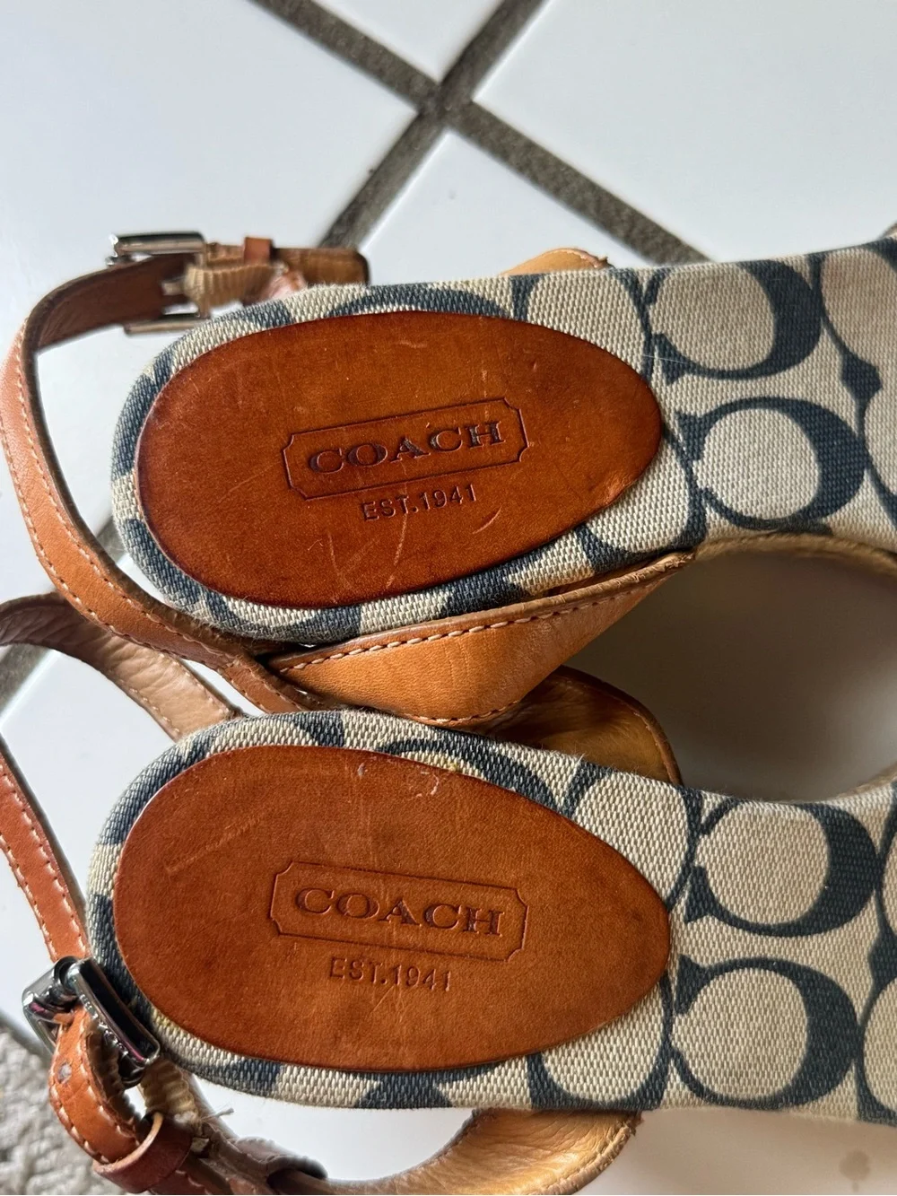 Vintage Y2K Coach Signature Monogram Espadrille Wedges